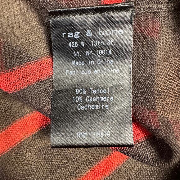 Rag & Bone Women’s Slub Striped Long Sleeve Tee XS Black‎ Red Sheer Knit Top - Picture 8 of 12